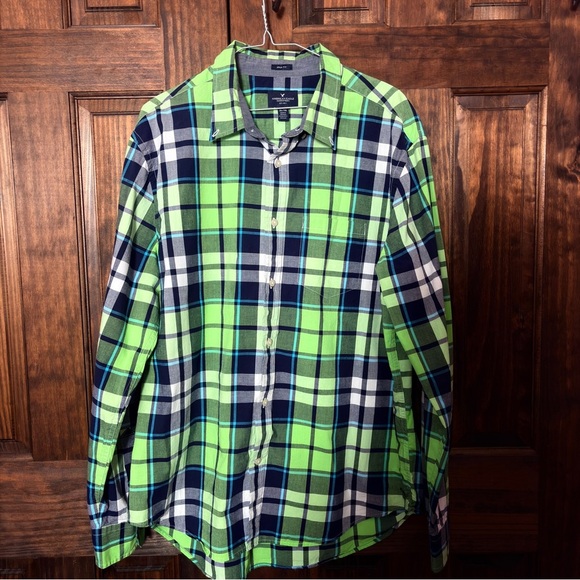 American Eagle Outfitters Other - American Eagle Outfitters Prep Fit Green and Blue Plaid Men's Shirt​